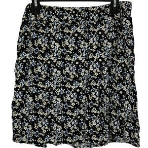 Mudo FTS64 Skirt Short Black Floral Lightweight Flowy Womens Size Large